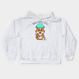 Cute hamster is a doctor Kids Hoodie